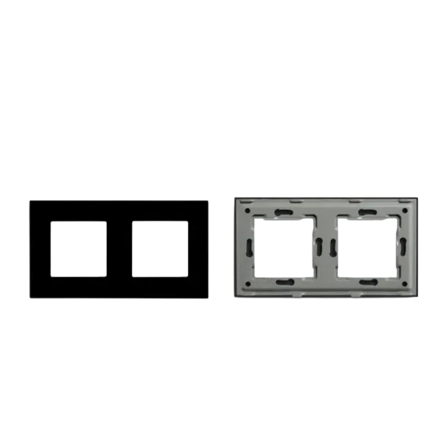 Double Frame Glass Panel with Metal Bracket (Black) VIV-TW-G157.2F-WT