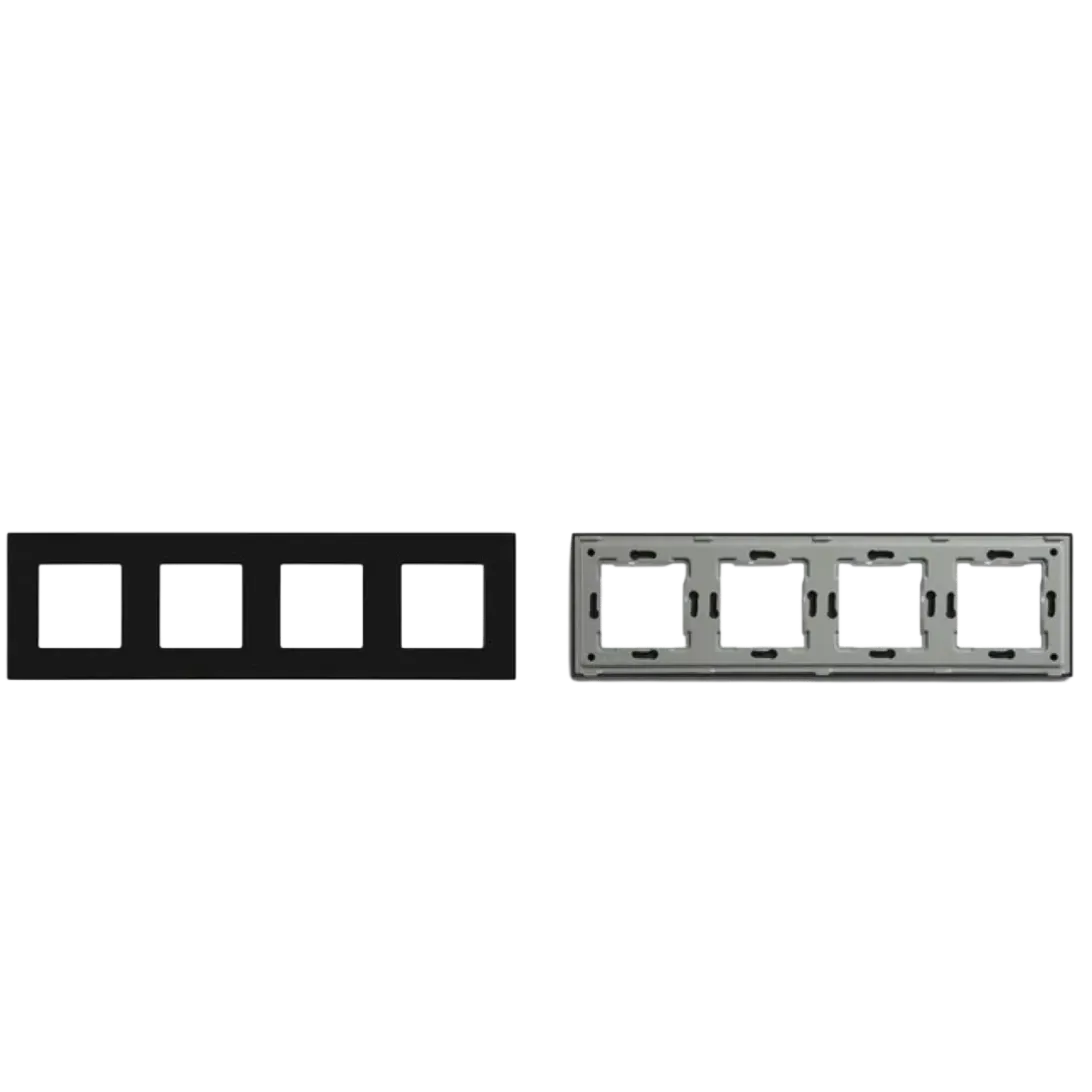 Quadruple Frame Glass Panel with Metal Bracket (Black) VIV-TW-G299.4F-WT