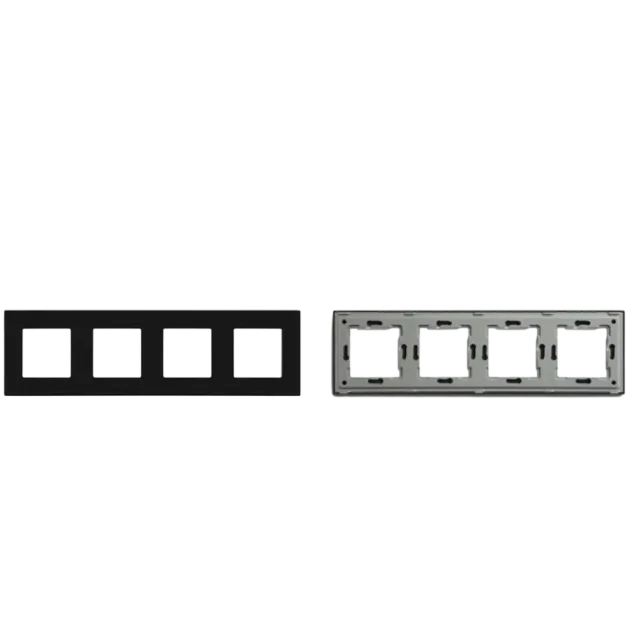 Quadruple Frame Glass Panel with Metal Bracket (Black) VIV-TW-G299.4F-WT