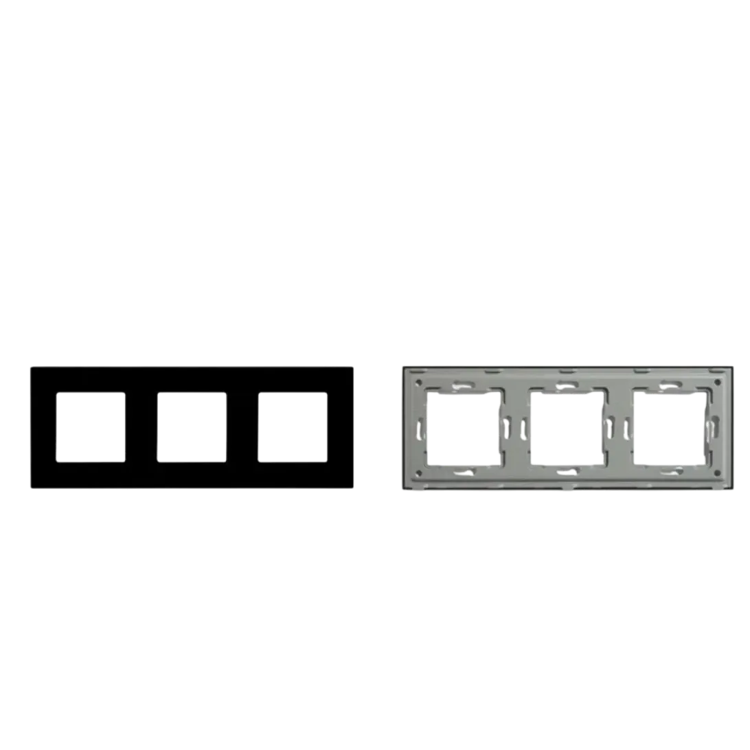 Triple Frame Glass Panel with Metal Bracket (Black) VIV-TW-G228.3F-WT