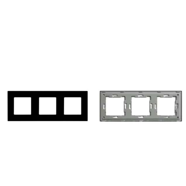 Triple Frame Glass Panel with Metal Bracket (Black) VIV-TW-G228.3F-WT