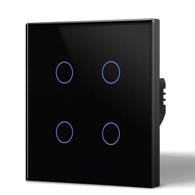 4 Gang Smart Wi-Fi Touch Switch with Neutral (Black) VIV-TW-6WF401N-WT