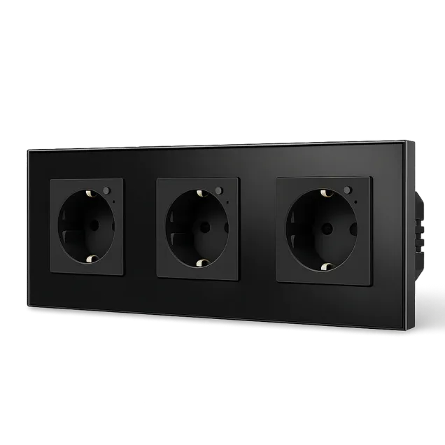 Wi-Fi EU Type F Triple Socket 16A (Black) VIV-TW-WF3F-WT