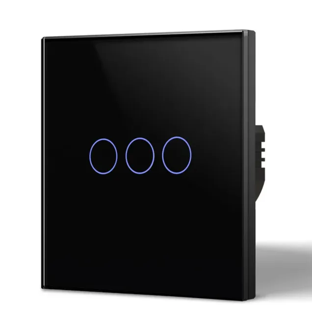 3 Gang Smart Wi-Fi Touch Switch with Neutral (Black) VIV-TW-6WF301N-WT