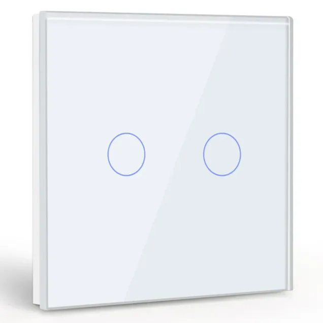 2 Gang Smart Wi-Fi Touch Switch with Neutral (White) VIV-TW-6WF201N-WT