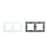 Double Frame Glass Panel with Metal Bracket (Black) VIV-TW-G157.2F-WT 1