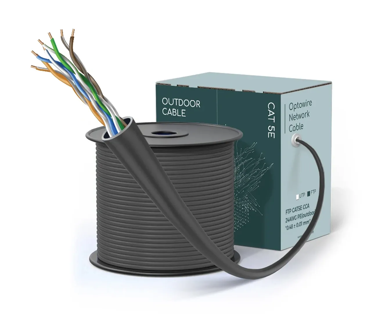FTP CAT5E CCA 24AWG PE(outdoor) "0.48 ± 0.01 mm"