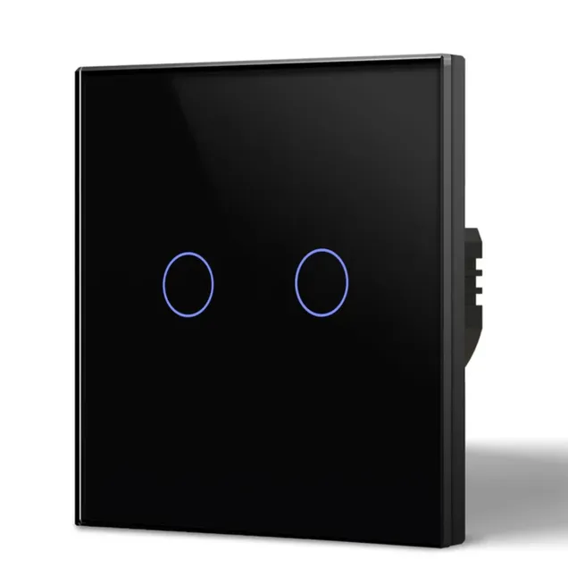 2 Gang Smart Wi-Fi Touch Switch with Neutral (Black) VIV-TW-6WF201N-WT