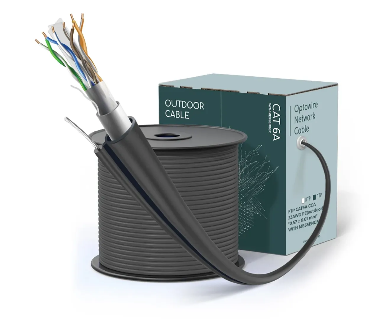 FTP CAT6 CCA 23AWG PE(outdoor) "0.57± 0.01 mm" WITH MESSENGER