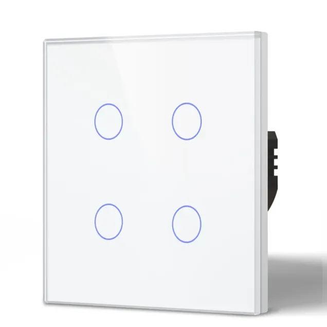 4 Gang Smart Wi-Fi Touch Switch with Neutral (White) VIV-TW-6WF401N-WT